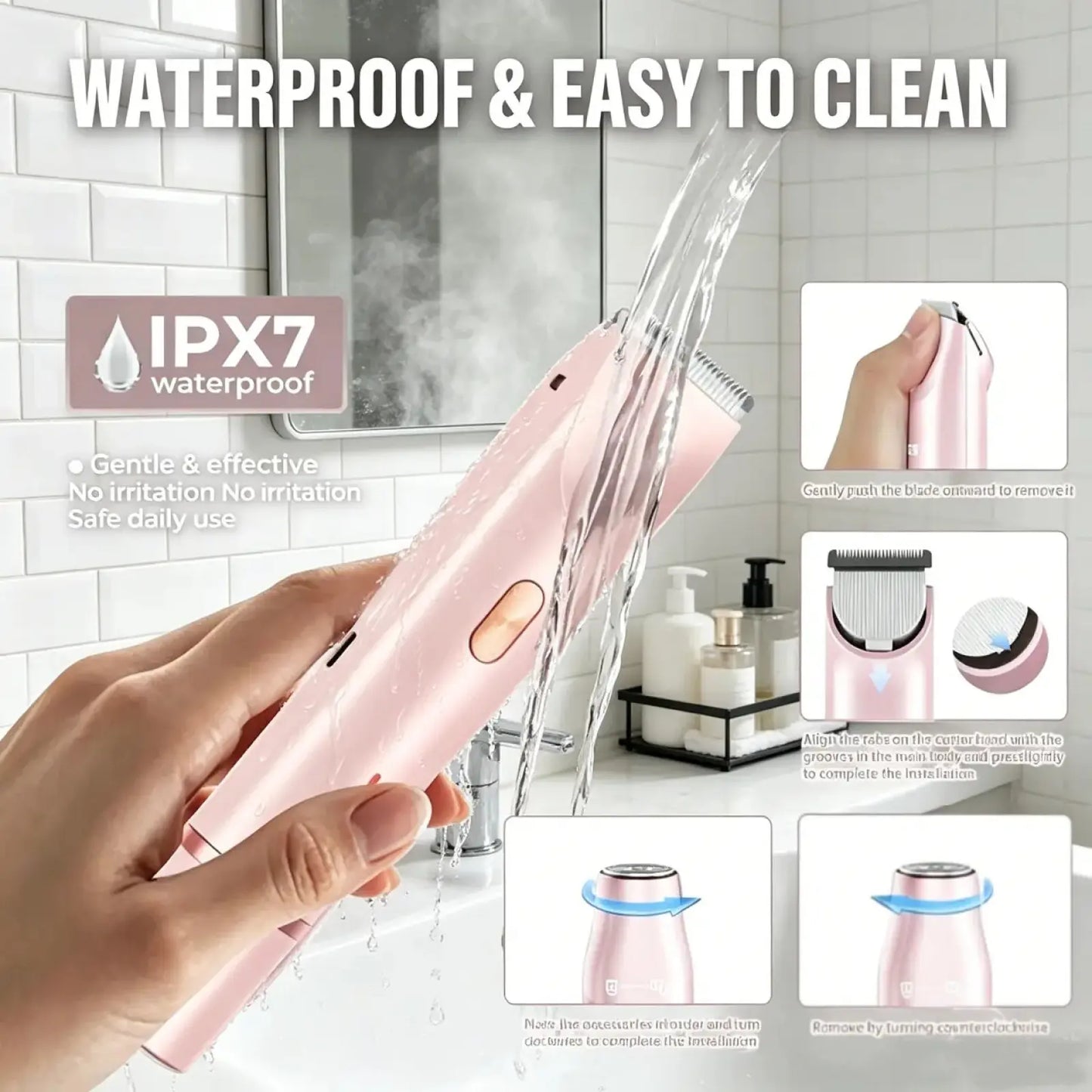 Dual-Use Charging Electric Hair Trimming Tool for Ladies, Dual Head Design for Facial & Body Grooming, Cordless Washable Device for Wet & Dry Daily Skin Grooming Supplies