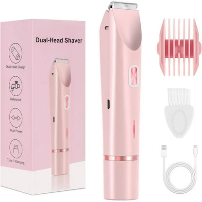 Dual-Use Charging Electric Hair Trimming Tool for Ladies, Dual Head Design for Facial & Body Grooming, Cordless Washable Device for Wet & Dry Daily Skin Grooming Supplies